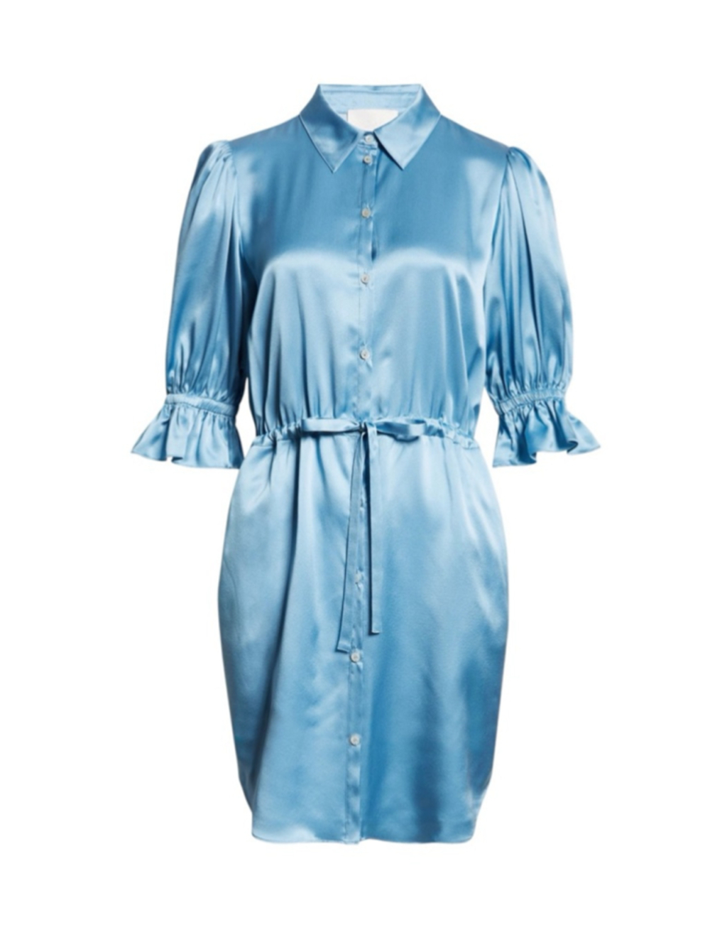 Cinq a Sept Fiona Silk Satin Shirtdress Medium Kettle Pond Blue
